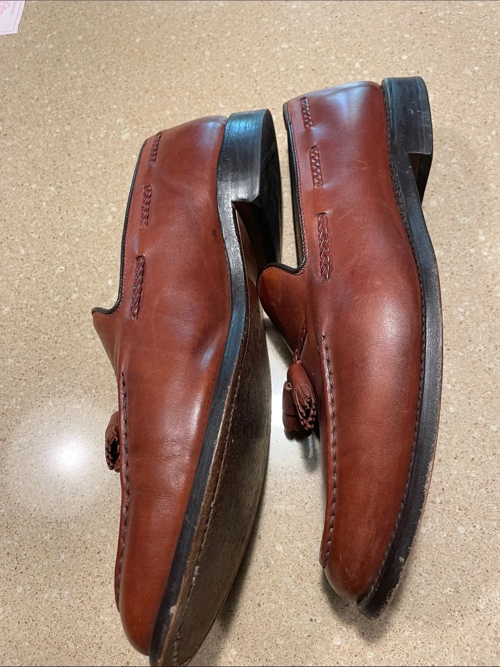 Allen Edmonds Cognac Leather Tassel Loafers - Men